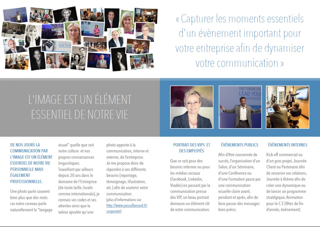 Brochure Photographie Corporate - Pascal Bénard Photographies - verso